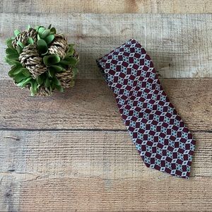 Monsieur Givenchy Geometric Silk Tie Designer VINTAGE Retro 80s  Burgundy White